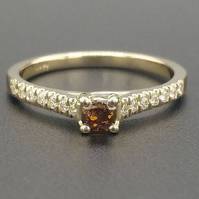 Brownish Orange, Diamonds - 14 kt Gelbgold - Ring (Neu & mit Zertifikat)