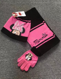 Disney Minnie Maus Mouse Winterset Cap Beanie Mütze Kappe Handschuhe und Schal Kind Mädchen Set 
