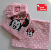 Disney Minnie Maus Winterset Mütze Handschuhe und Schal Kind Mädchen Set Pink Rosa