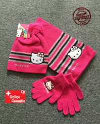 Hello Kitty Cap Mütze Handschuhe und Schal Mädchen Girl Winter Set Fan Pink Rosa