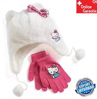 Hello Kitty Hellokitty Cap Mütze Handschuhe Handschuhen Mädchen Girl Winter Set Winterset Fan Pink Rosa Geschenk