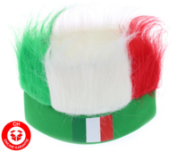 Italien Fan Kappe Mütze Lustig Fun Strubbelhaar Fussball EM WM Party Italy Flagge