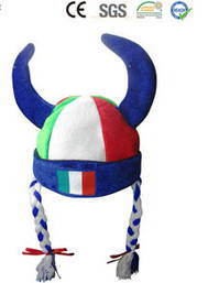 Italien Italy Fan Cap Perücke Hörner Teufel Kappe Mütze Haare Flagge Fussball WM EM Support